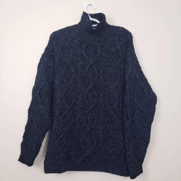 (S5) Banana Republic Womens Sweater Size M Wool Angora Turtleneck Cable Knit - Picture 1 of 6